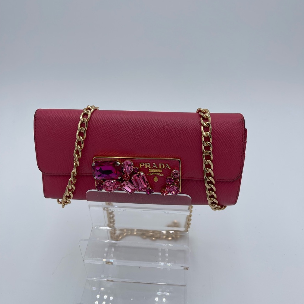 Prada Pink Women's Bag with Gold Chain